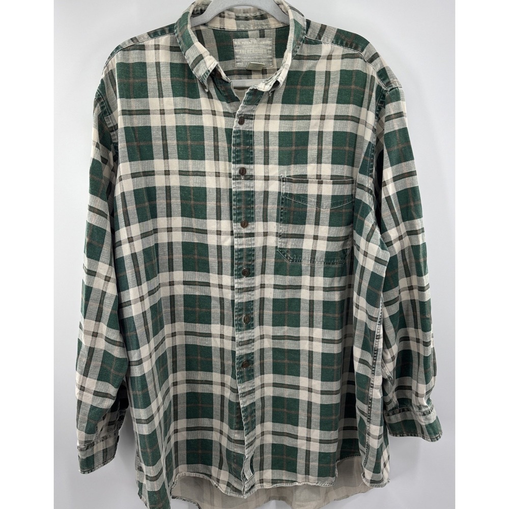 Vintage Abercrombie & Fitch Long Sleeve Button Front Flannel Shirt XL Grunge - Picture 2 of 11